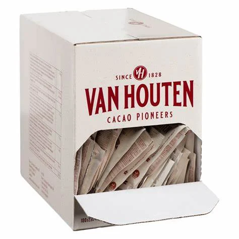 Open doos Van Houten choco-sachets